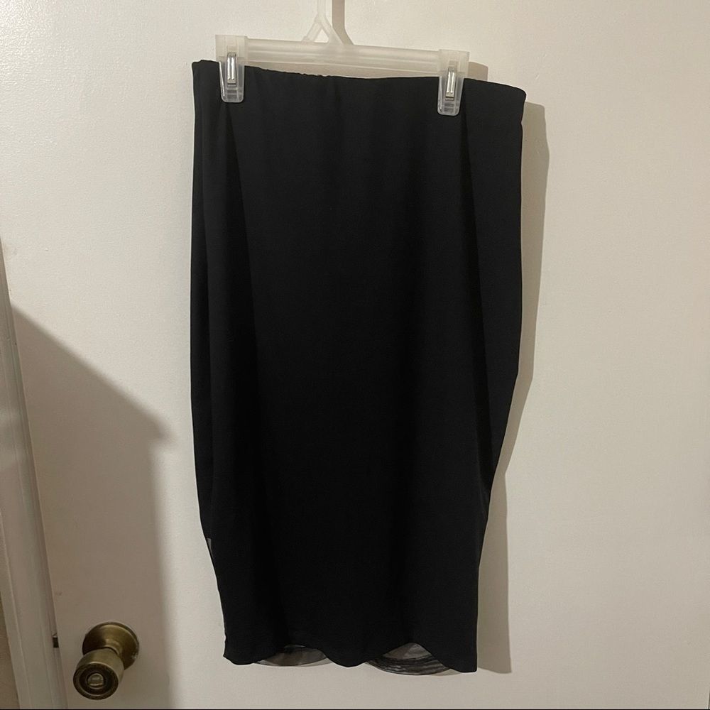 Bebe Black Mesh Detail Midi Skirt size M